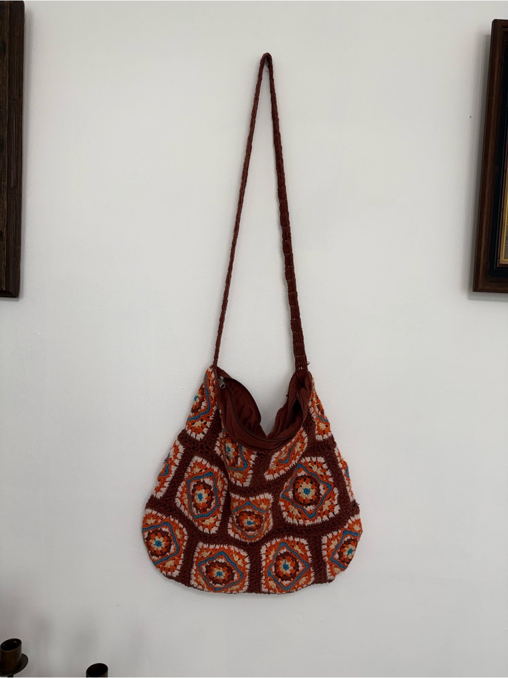 Free People Crochet Shoulder Bag in Rust and Orange